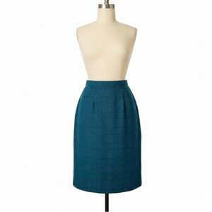 Norton McNaughton Vintage Tweed Green Plaid Pencil Skirt Size 8 Academia Preppy